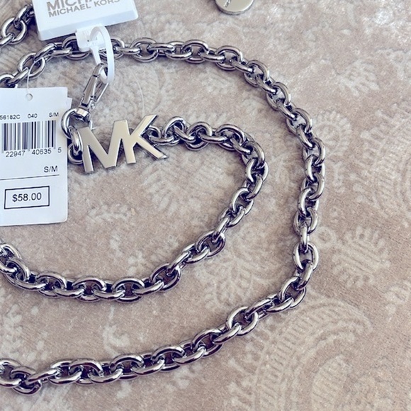 Brand New Michael Kors Silver Tone Metal Chain Belt Cinched Waist - Picture 11 of 14